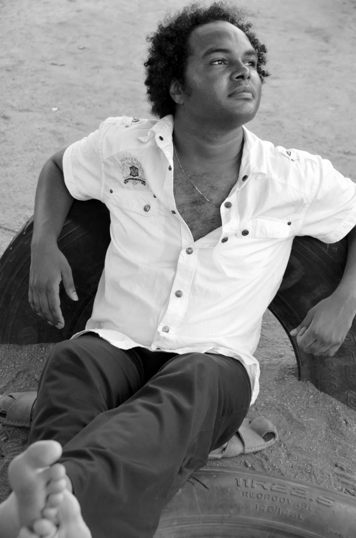 Dino Miranda. Black and white portrait